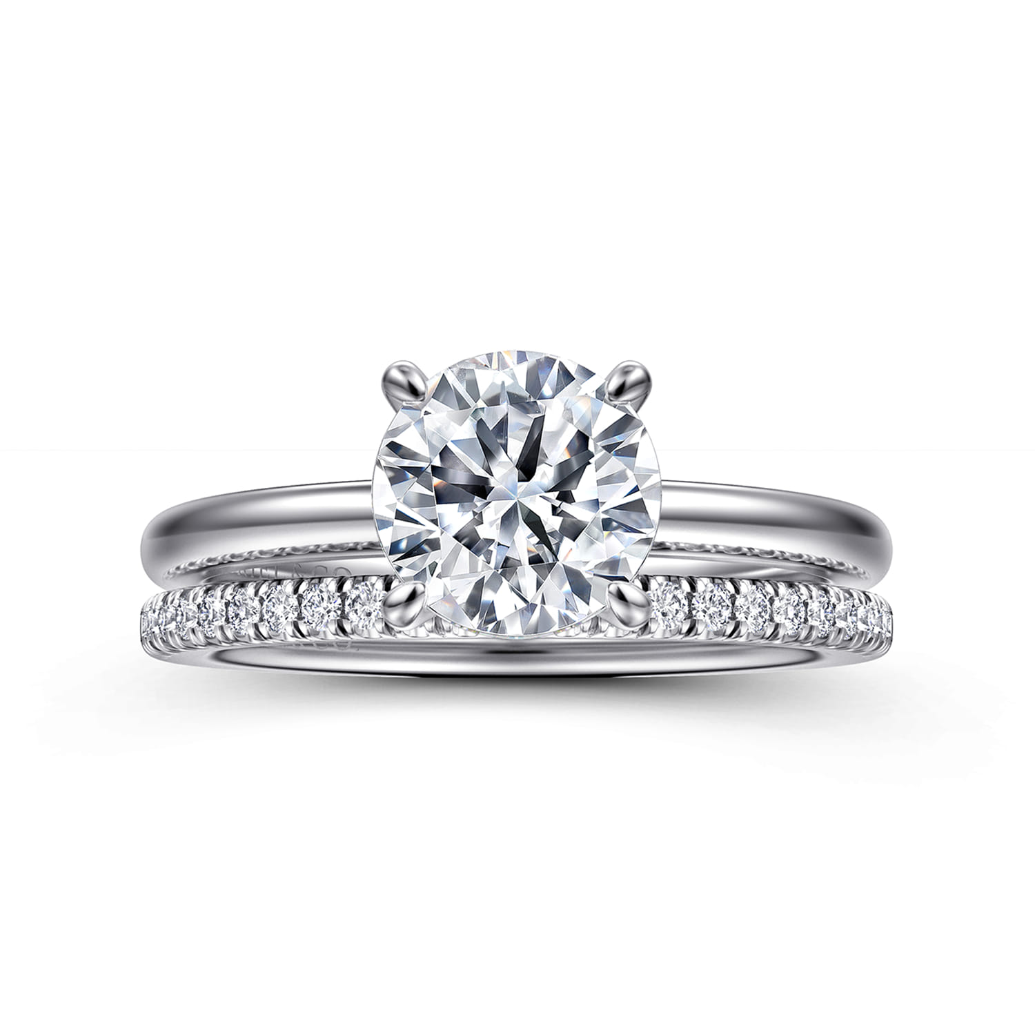 Ali - 14K White Gold Round Diamond Engagement Ring - Shot 4