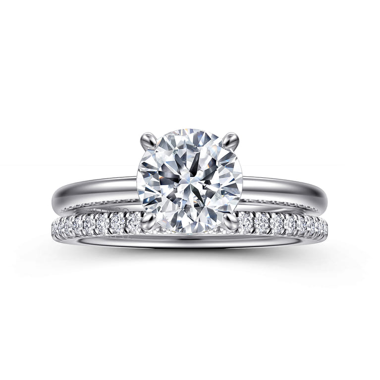 Ali - 14K White Gold Round Diamond Engagement Ring - Shot 4