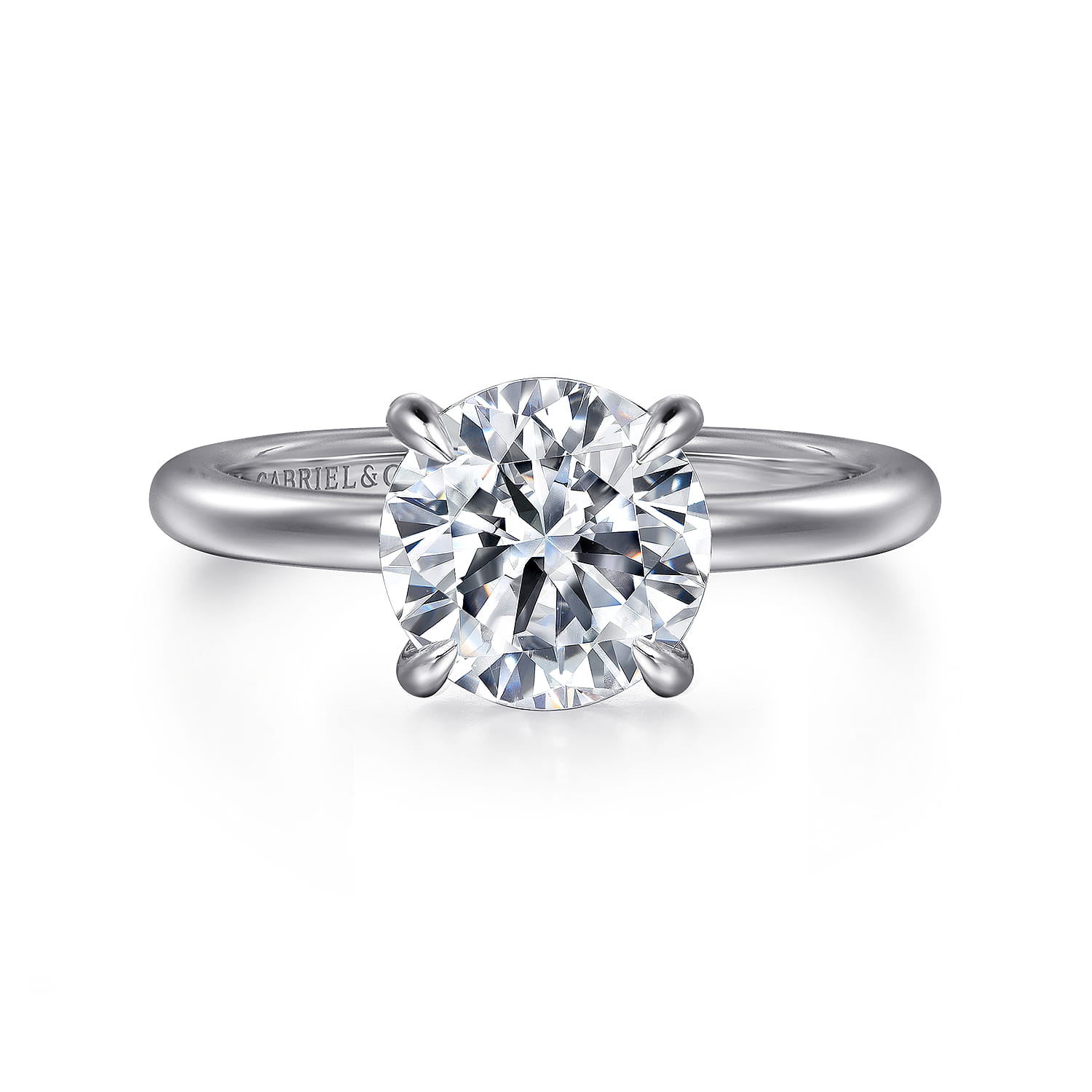 Ali - 14K White Gold Round Diamond Engagement Ring - Shot 1