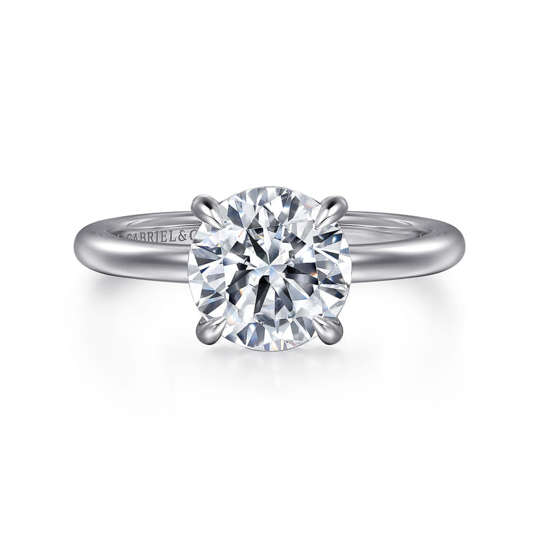 Ali - 14K White Gold Round Diamond Engagement Ring - Shot 1