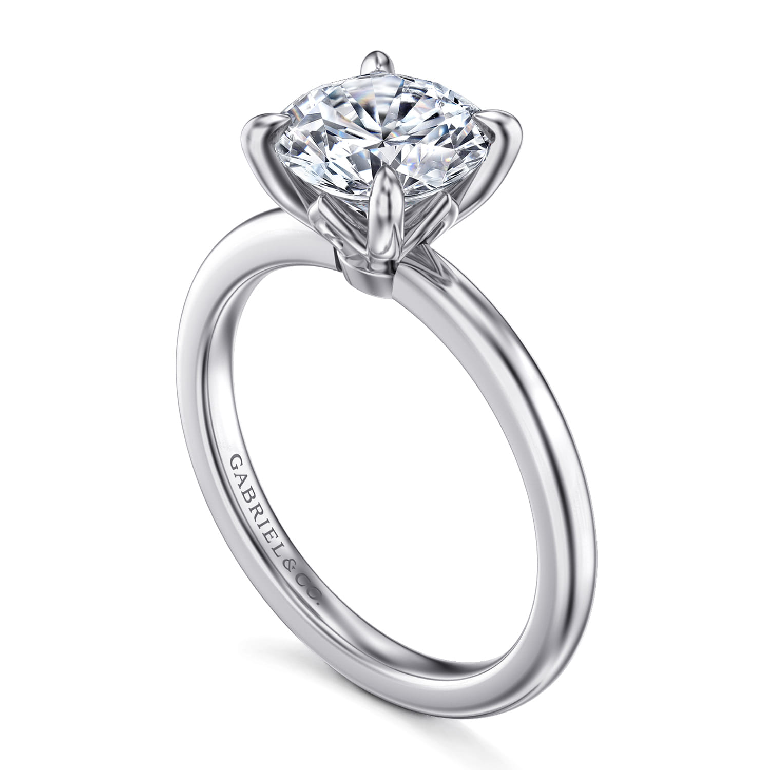Ali - 14K White Gold Round Diamond Engagement Ring - Shot 3