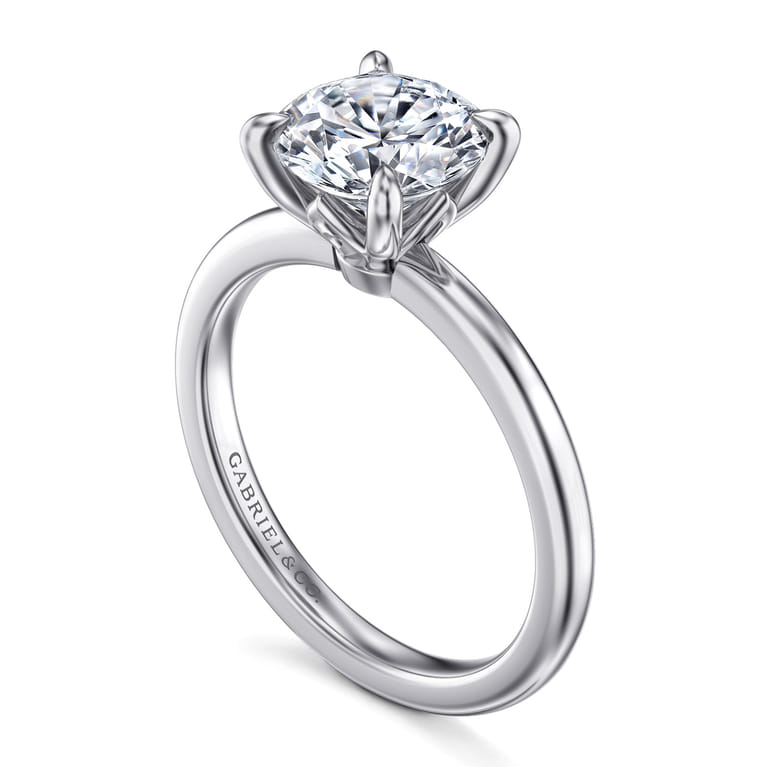 Ali - 14K White Gold Round Diamond Engagement Ring - Shot 3