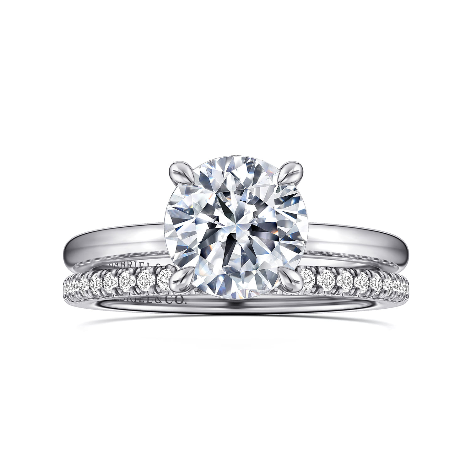 Ali - 14K White Gold Round Diamond Engagement Ring - Shot 4