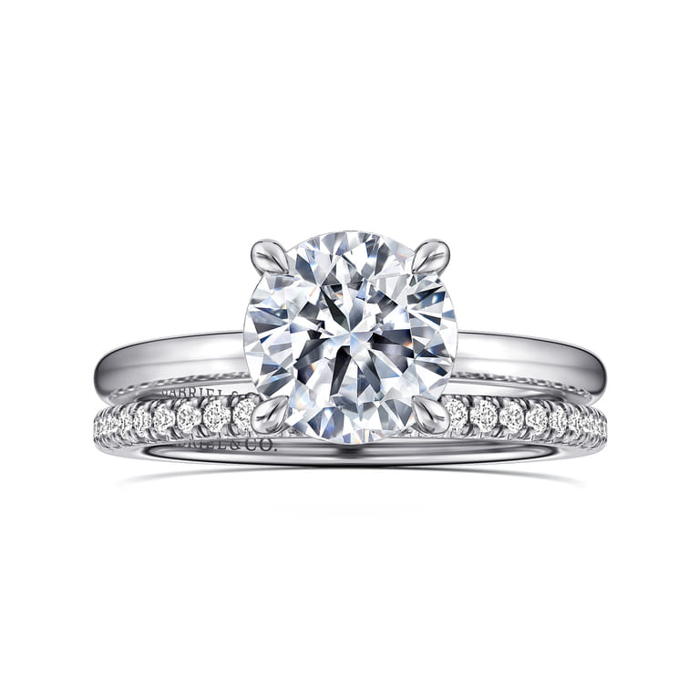 Ali - 14K White Gold Round Diamond Engagement Ring - Shot 4