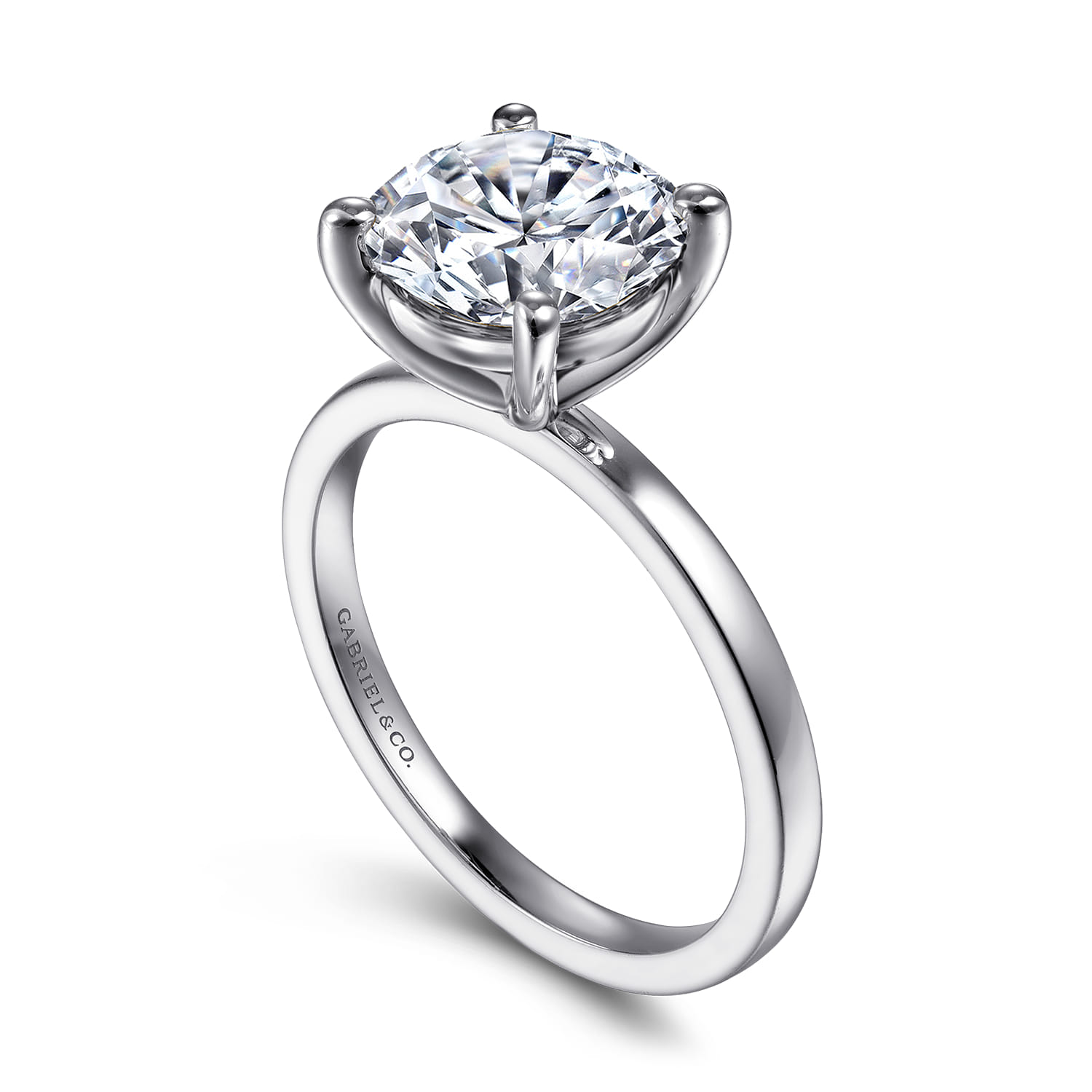 Paula - 14K White Gold Round Diamond Engagement Ring - Shot 3