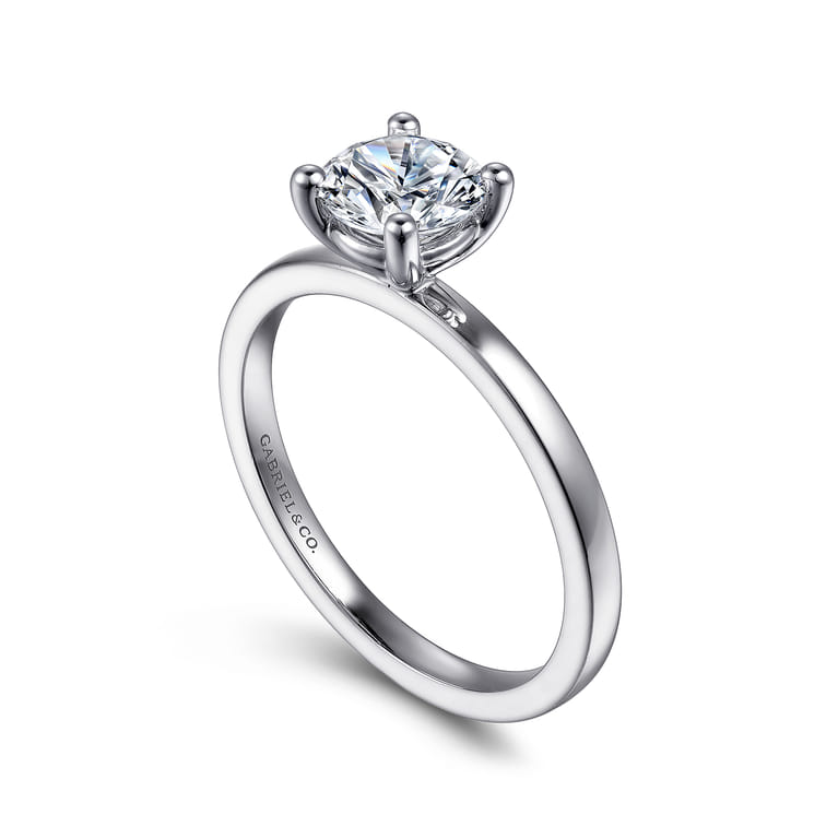 Paula - 14K White Gold Round Diamond Engagement Ring - Shot 3