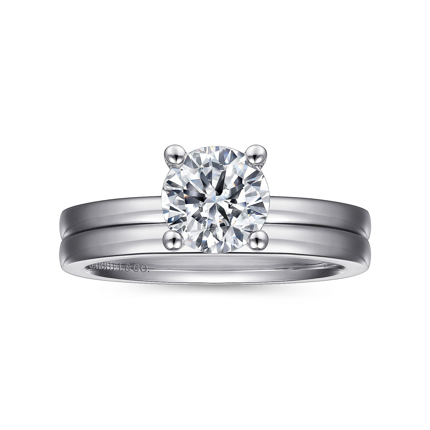 Paula - 14K White Gold Round Diamond Engagement Ring - Shot 4