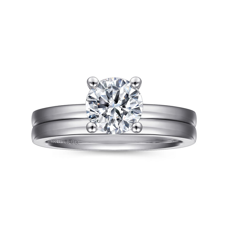 Paula - 14K White Gold Round Diamond Engagement Ring - Shot 4