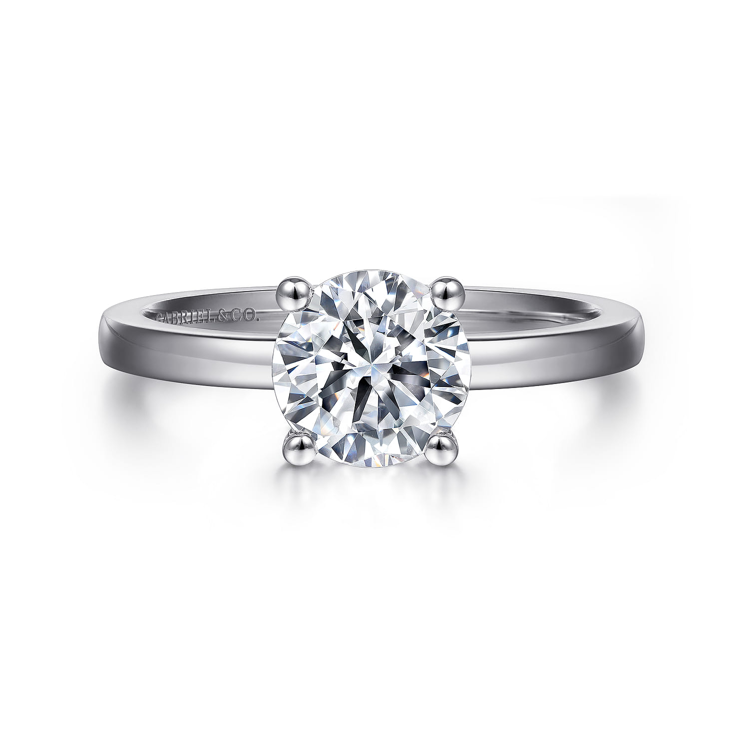 Paula - 14K White Gold Round Diamond Engagement Ring - Shot 1