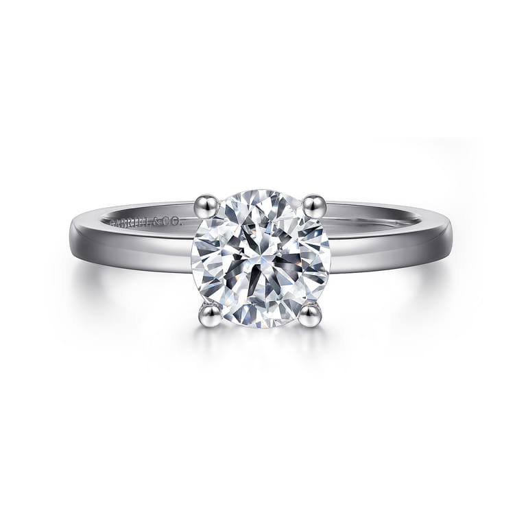 Paula - 14K White Gold Round Diamond Engagement Ring - Shot 1