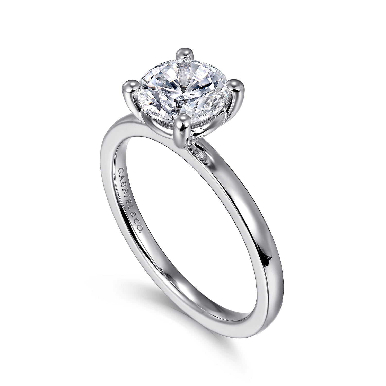 Paula - 14K White Gold Round Diamond Engagement Ring - Shot 3