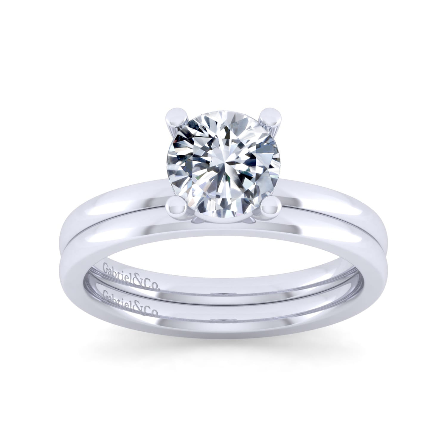 Paula - 14K White Gold Round Diamond Engagement Ring - Shot 4