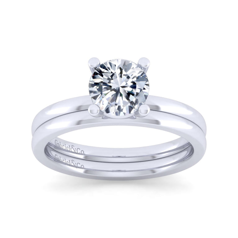 Paula - 14K White Gold Round Diamond Engagement Ring - Shot 4