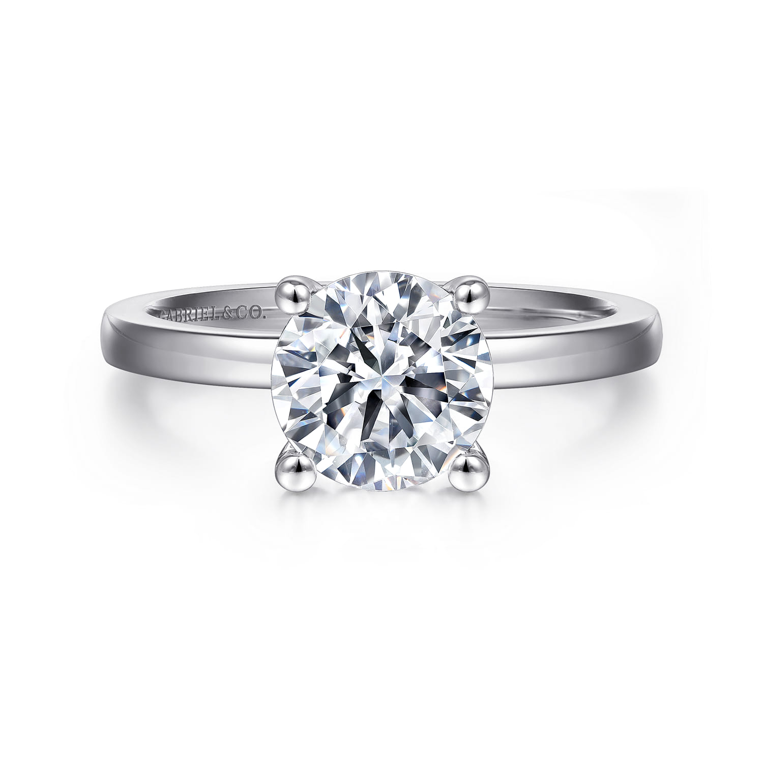 Paula - 14K White Gold Round Diamond Engagement Ring - Shot 1