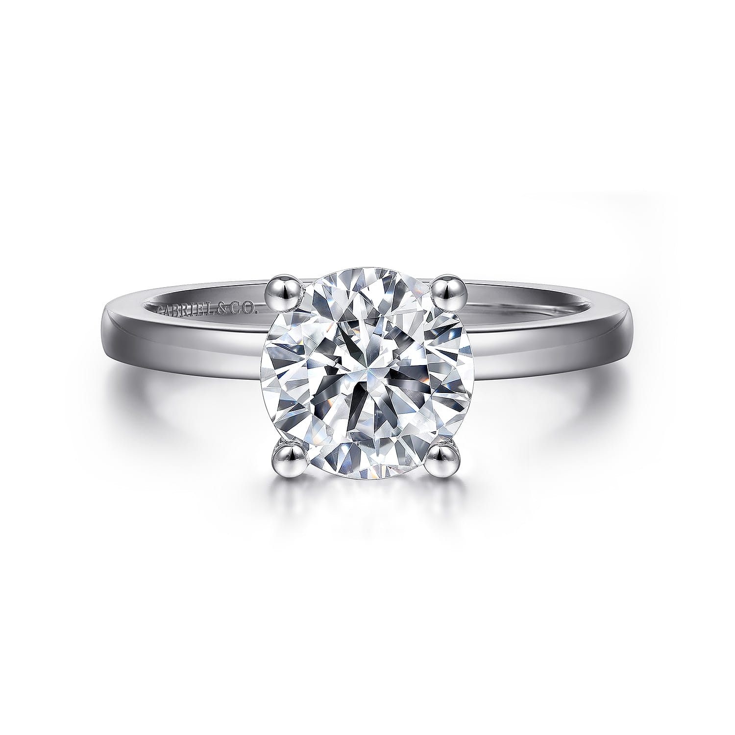 Paula - 14K White Gold Round Diamond Engagement Ring - Shot 1