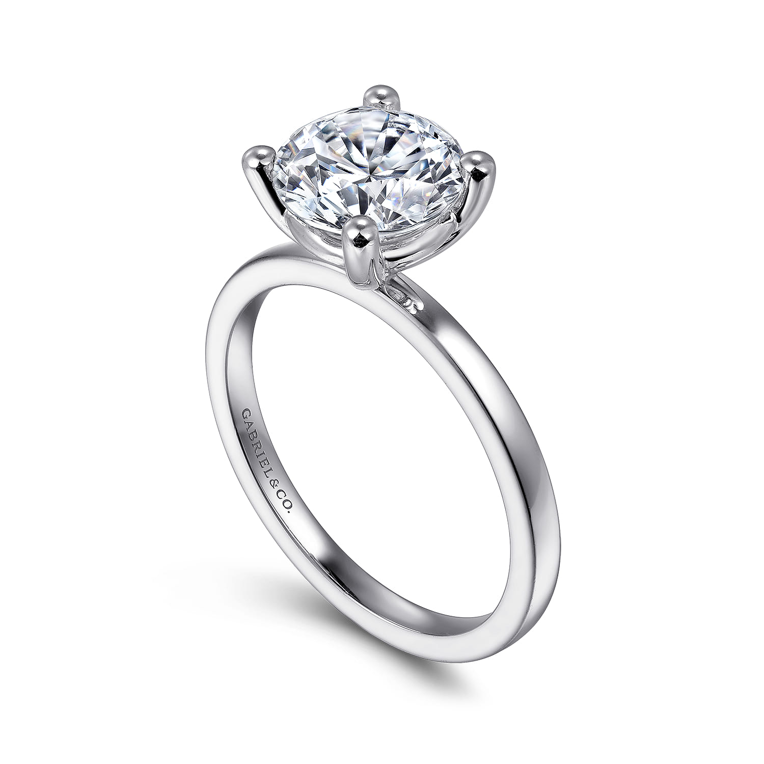 Paula - 14K White Gold Round Diamond Engagement Ring - Shot 3