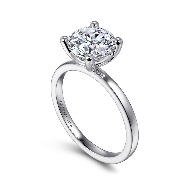 Paula - 14K White Gold Round Diamond Engagement Ring - Shot 3
