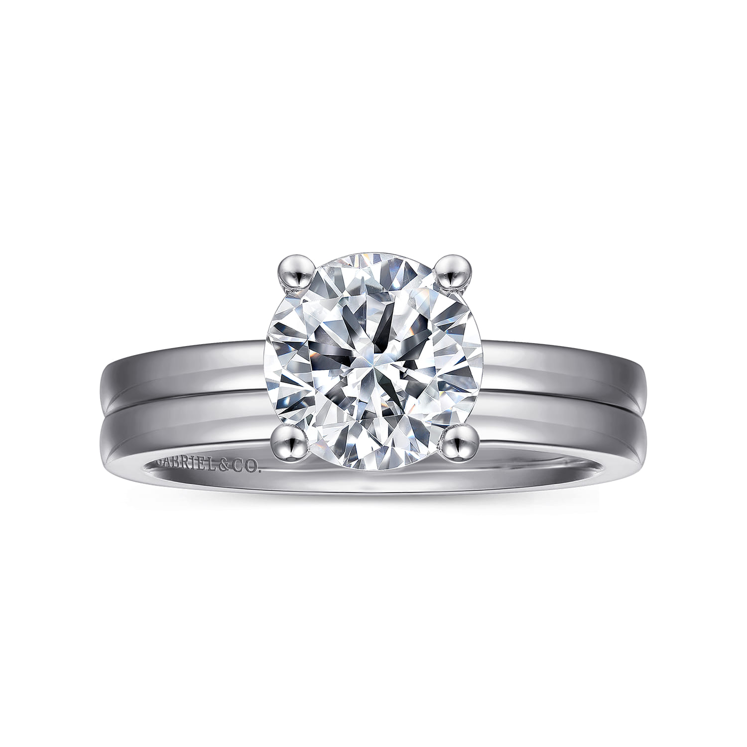 Paula - 14K White Gold Round Diamond Engagement Ring - Shot 4