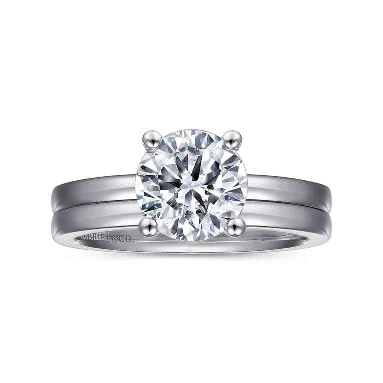 Paula - 14K White Gold Round Diamond Engagement Ring - Shot 4
