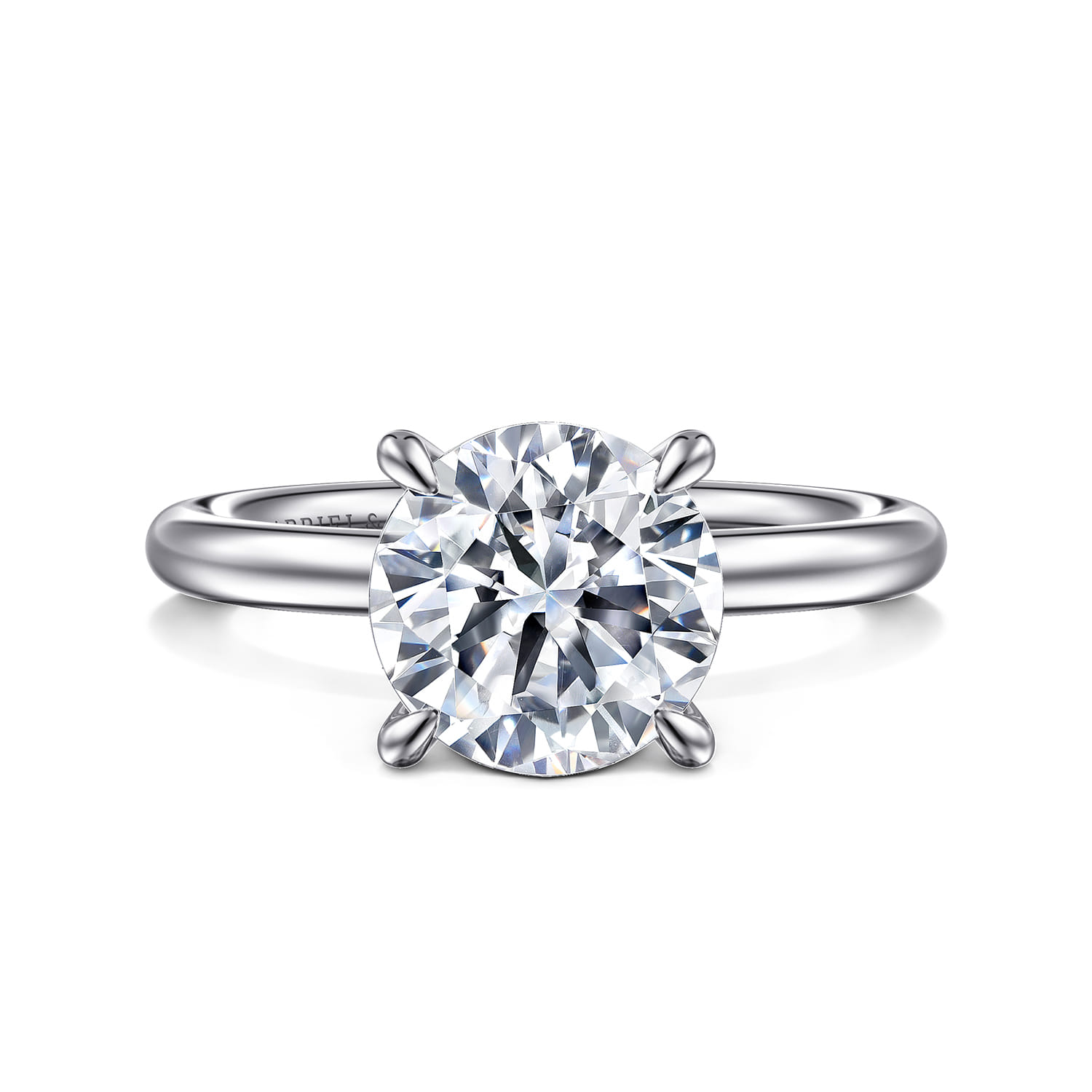 Lark - 14K White Gold Round Solitaire Engagement Ring - Shot 1