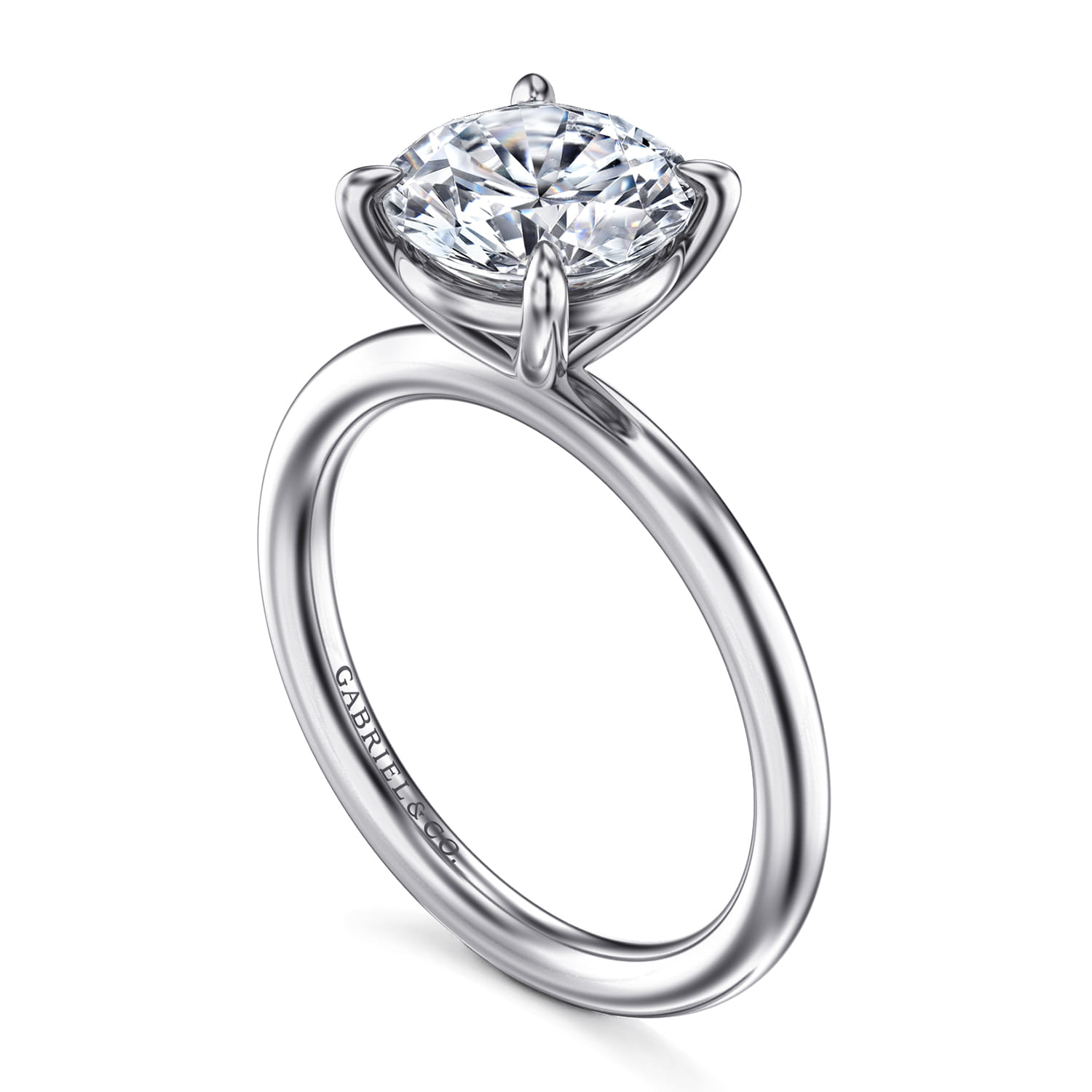 Lark - 14K White Gold Round Solitaire Engagement Ring - Shot 3