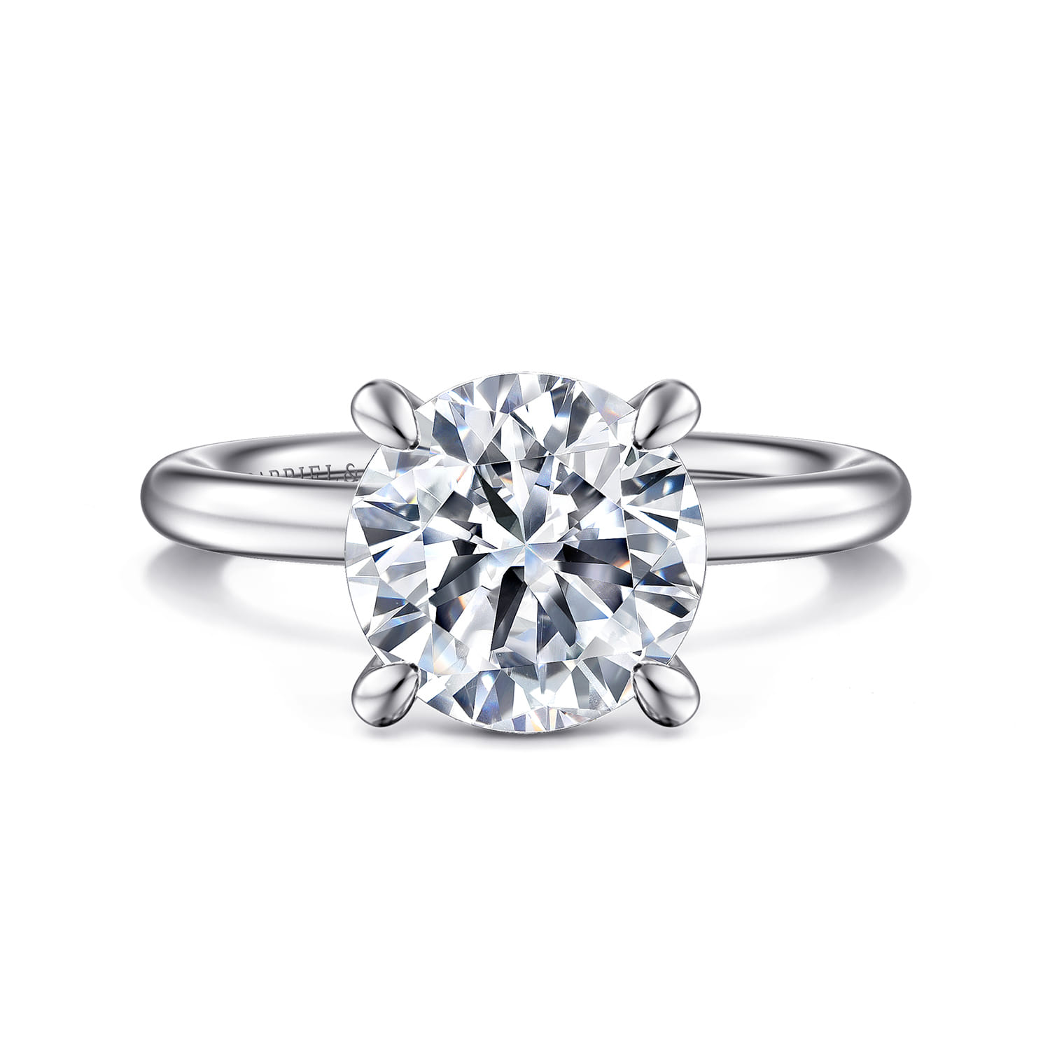 Lark - 14K White Gold Round Solitaire Engagement Ring - Shot 1