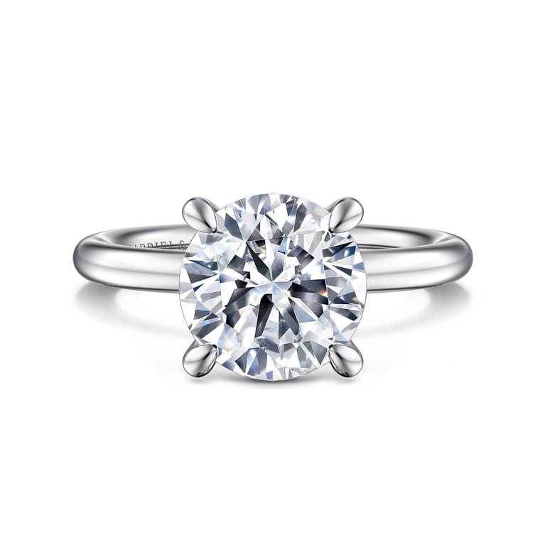 Lark - 14K White Gold Round Solitaire Engagement Ring - Shot 1