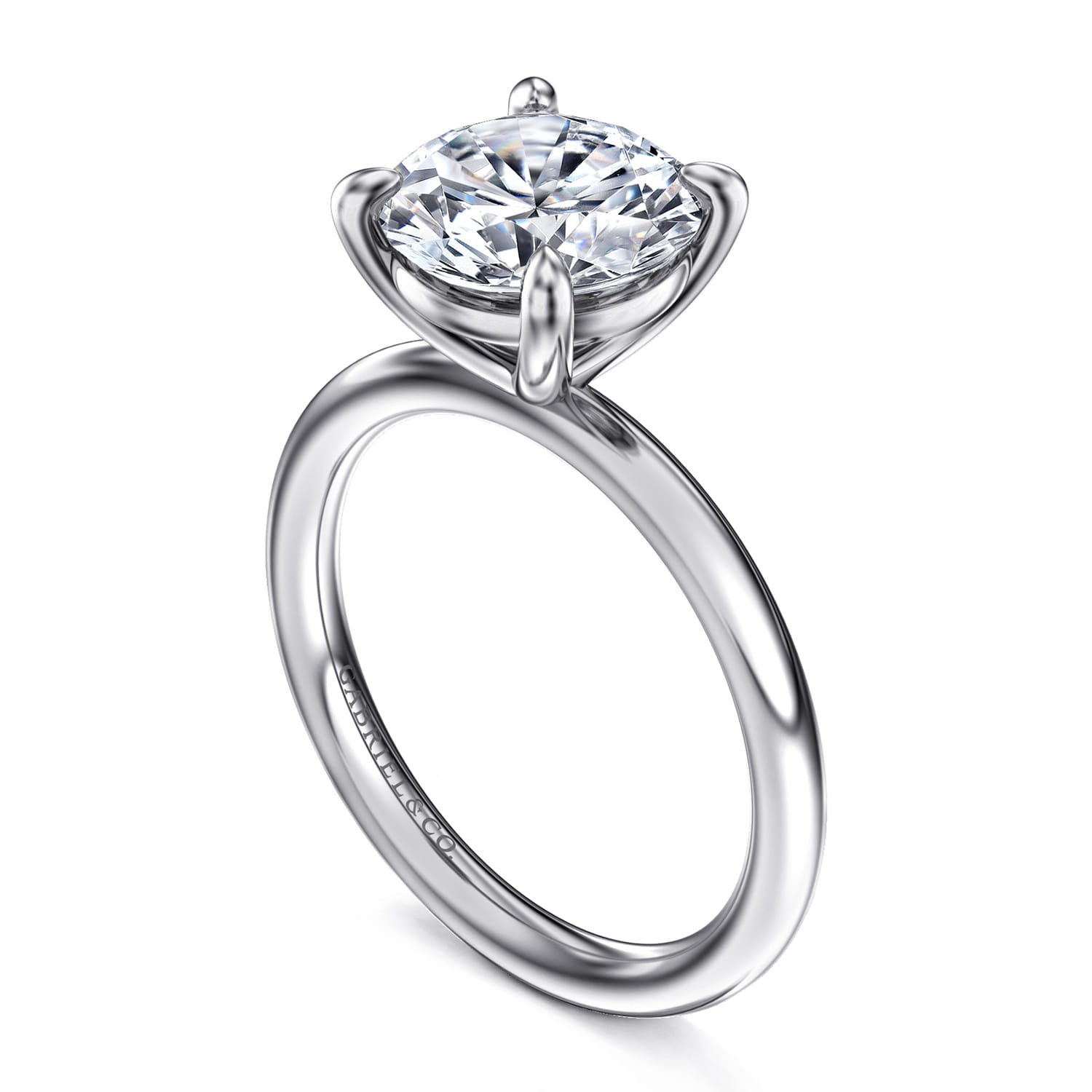 Lark - 14K White Gold Round Solitaire Engagement Ring - Shot 3
