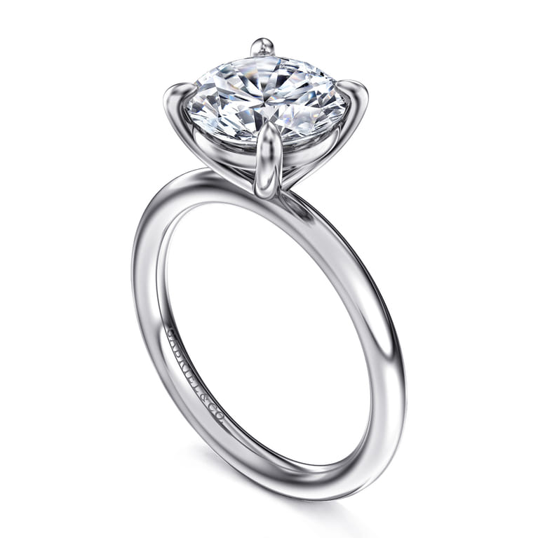 Lark - 14K White Gold Round Solitaire Engagement Ring - Shot 3