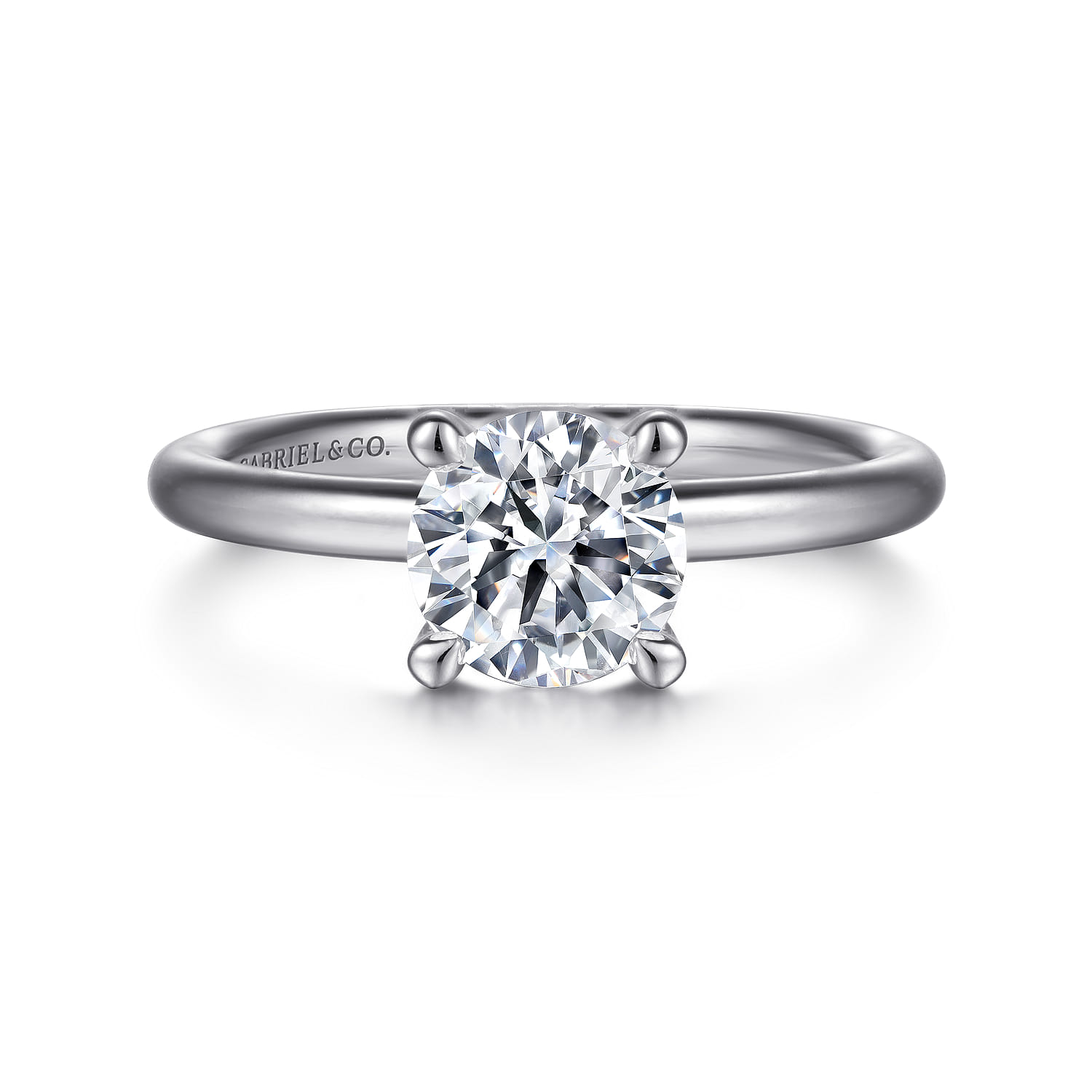 Lark - 14K White Gold Round Solitaire Engagement Ring - Shot 1