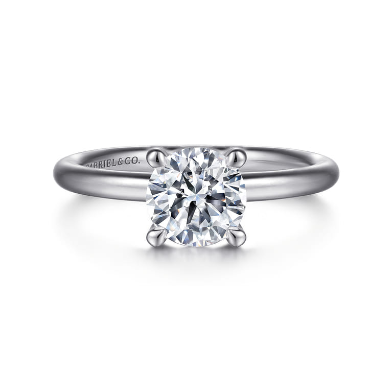 Lark - 14K White Gold Round Solitaire Engagement Ring - Shot 1