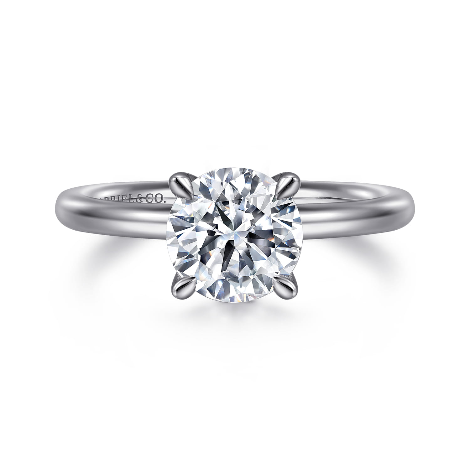 Lark - 14K White Gold Round Solitaire Engagement Ring - Shot 1