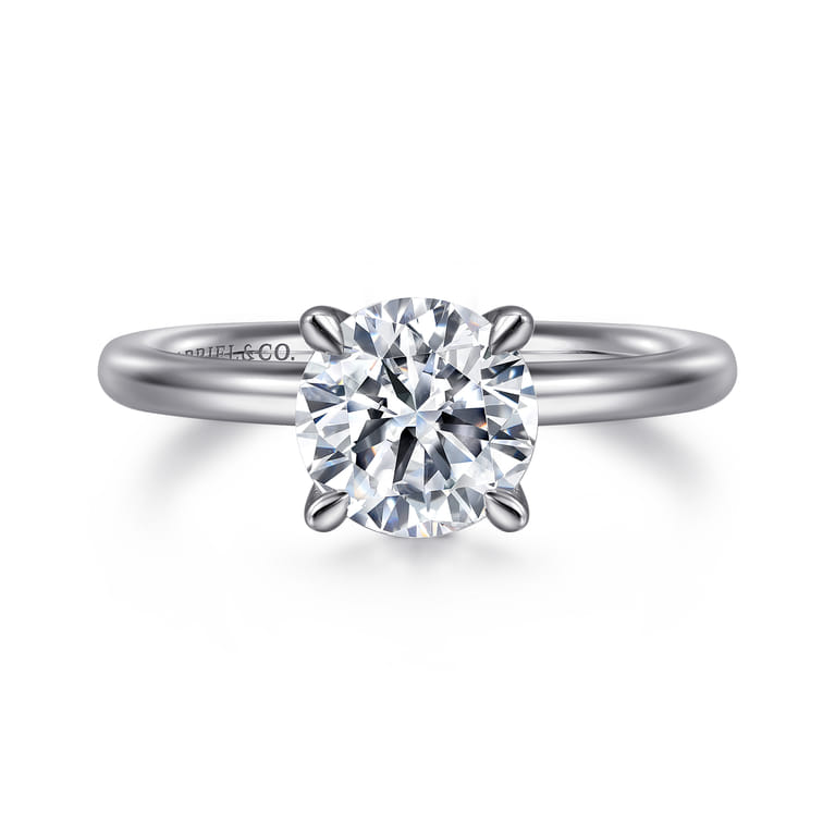 Lark - 14K White Gold Round Solitaire Engagement Ring - Shot 1