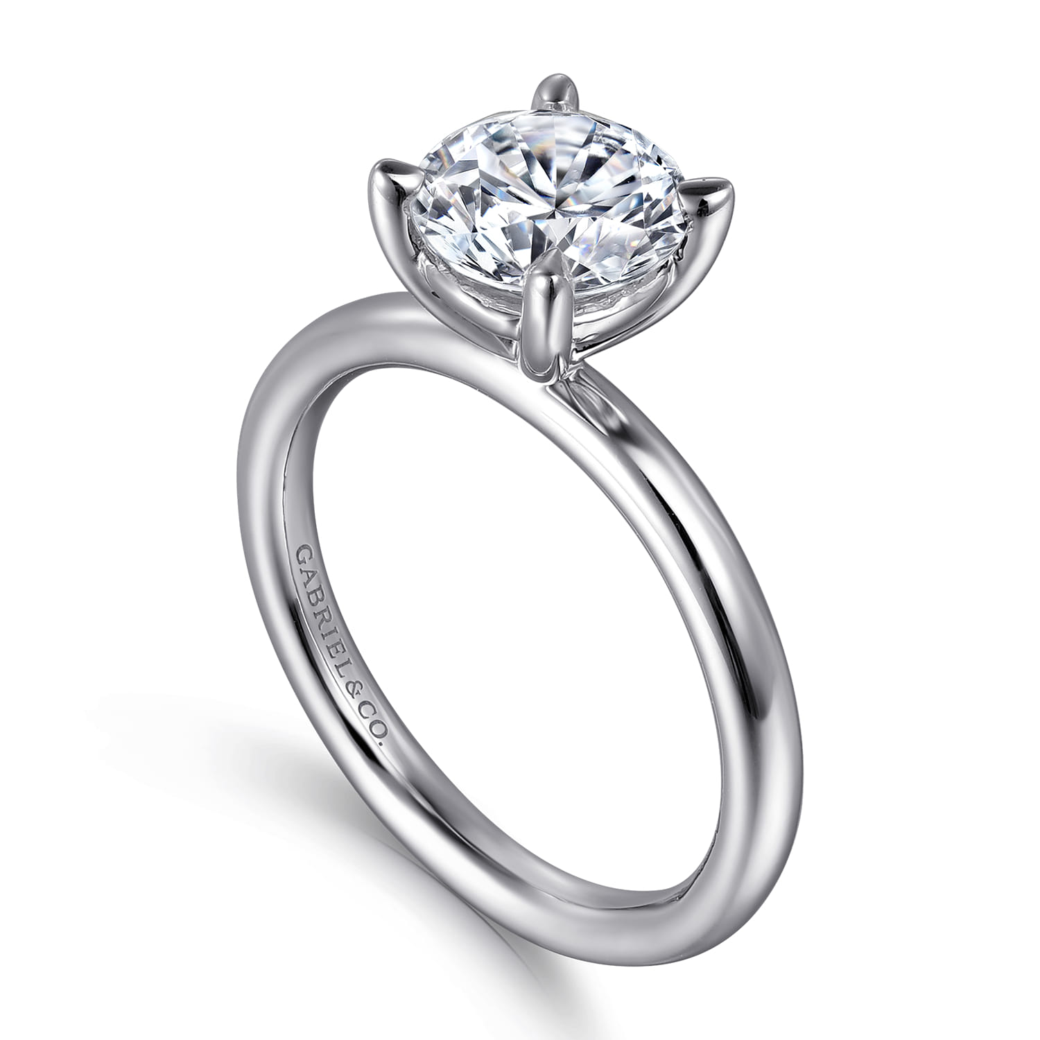 Lark - 14K White Gold Round Solitaire Engagement Ring - Shot 3