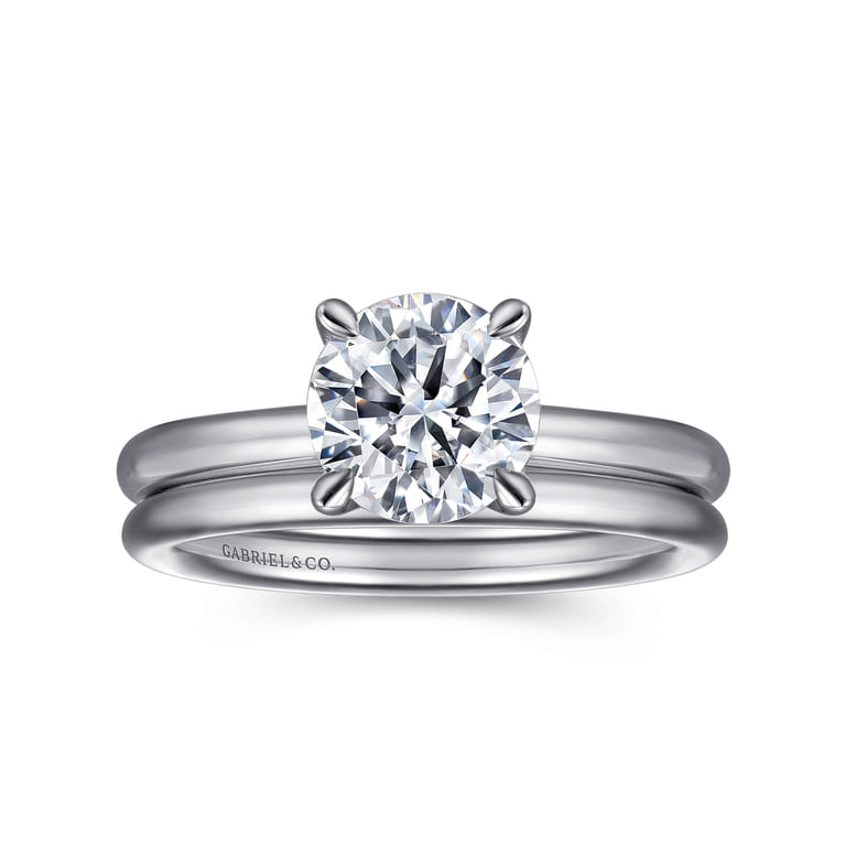 Lark - 14K White Gold Round Solitaire Engagement Ring - Shot 4