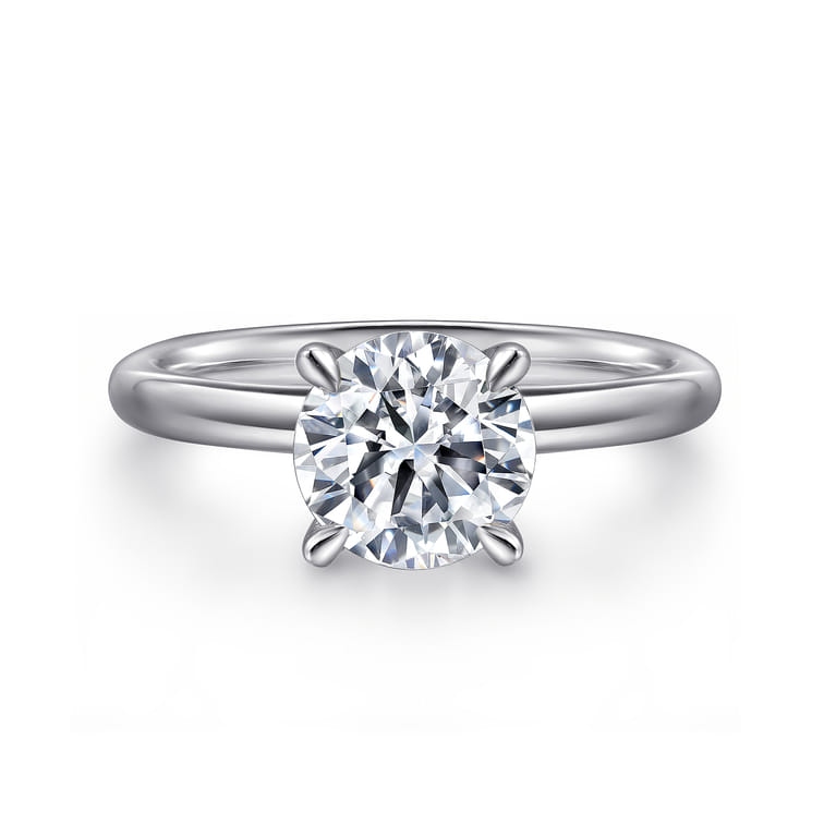 Lark - 14K White Gold Round Solitaire Engagement Ring - Shot 1