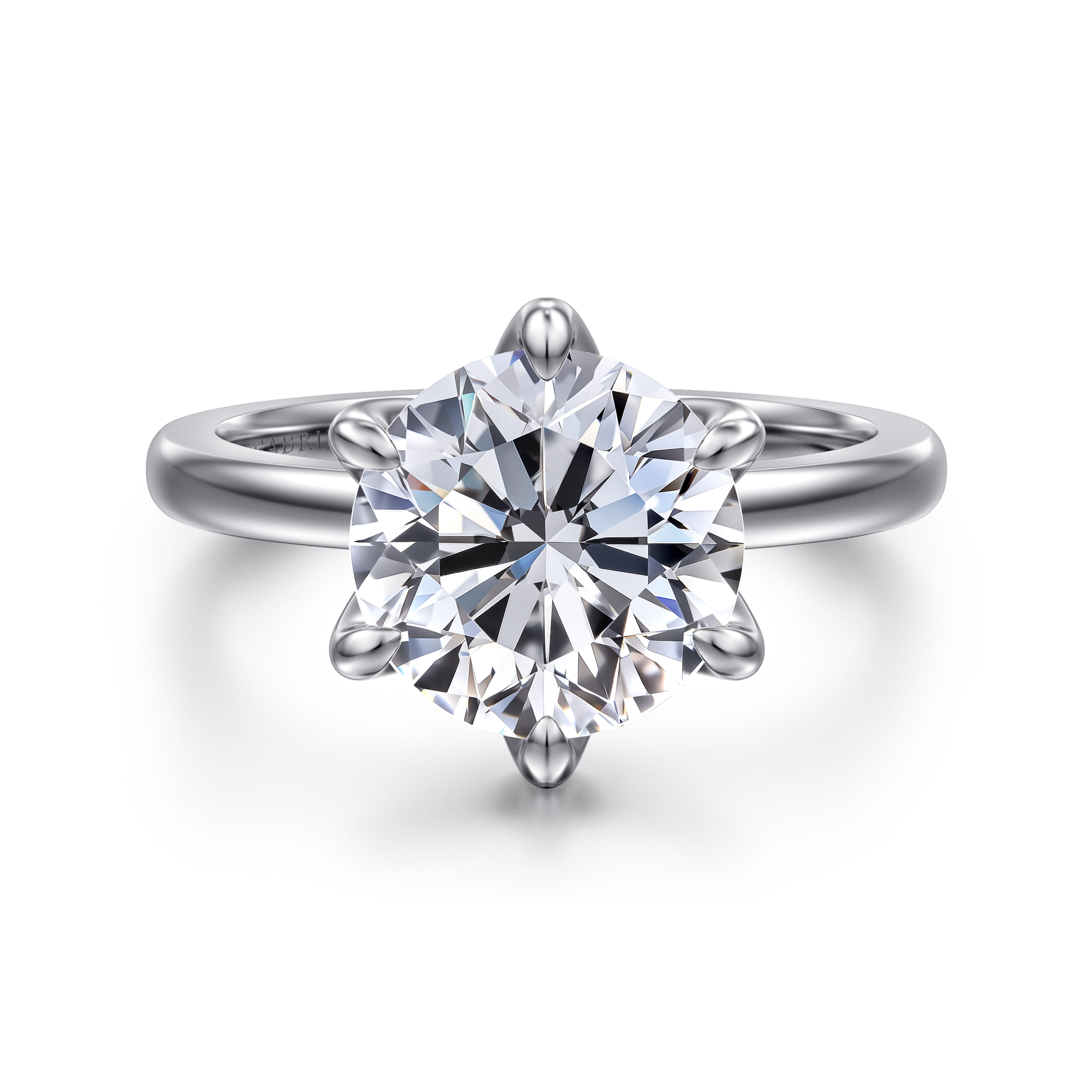 Emma - 14K White Gold Round Solitaire Engagement Ring - Shot 1