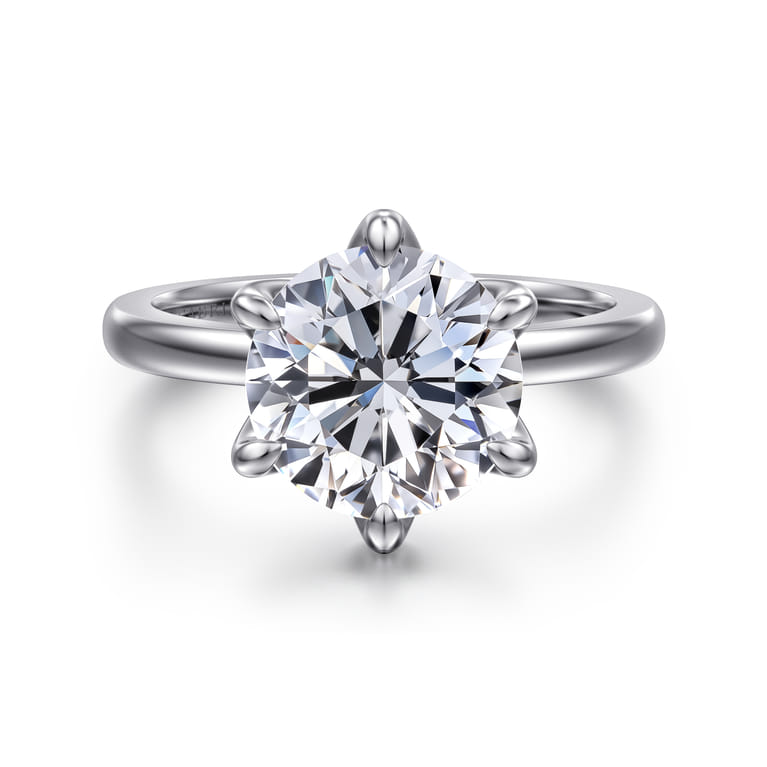 Emma - 14K White Gold Round Solitaire Engagement Ring - Shot 1