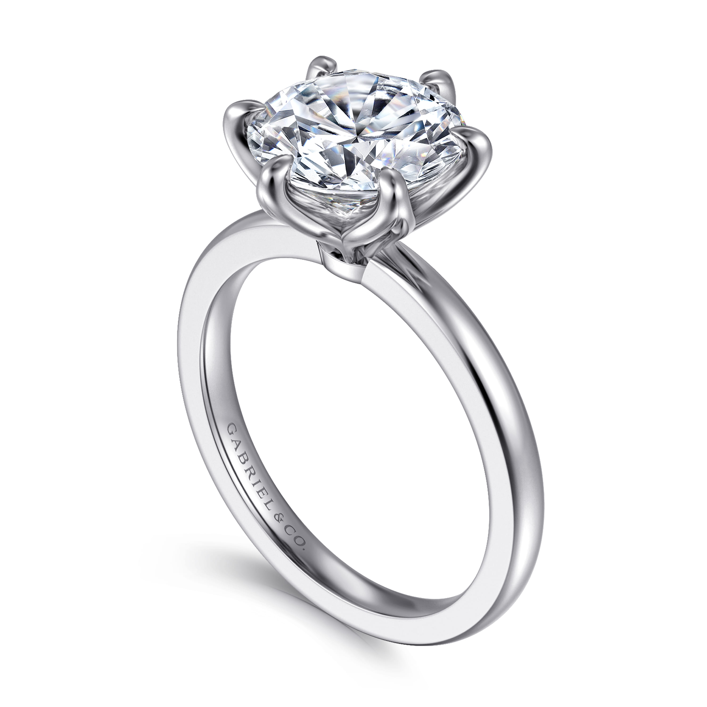 Emma - 14K White Gold Round Solitaire Engagement Ring - Shot 3