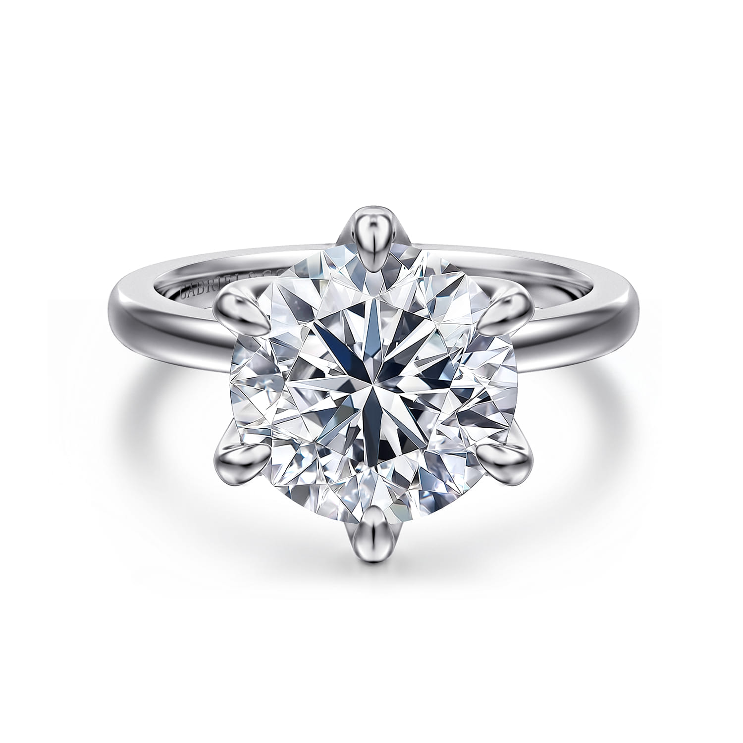 Emma - 14K White Gold Round Solitaire Engagement Ring - Shot 1