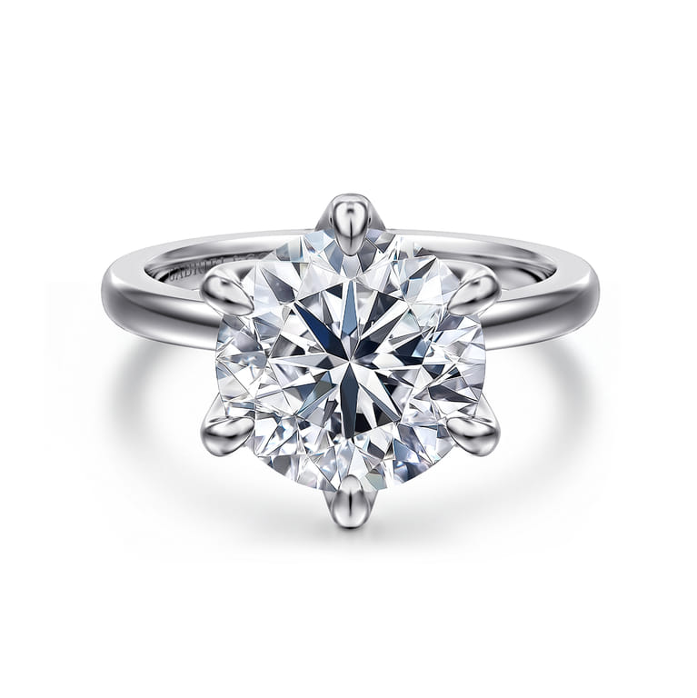 Emma - 14K White Gold Round Solitaire Engagement Ring - Shot 1