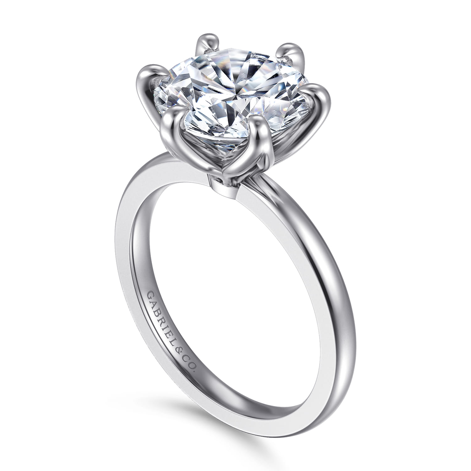 Emma - 14K White Gold Round Solitaire Engagement Ring - Shot 3