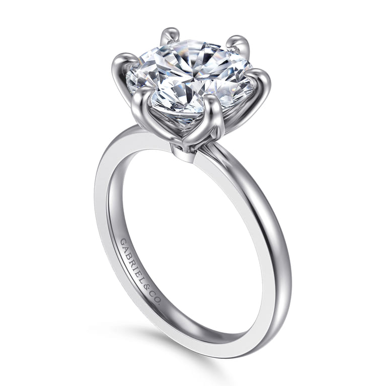 Emma - 14K White Gold Round Solitaire Engagement Ring - Shot 3