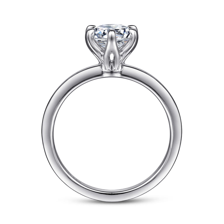 Emma - 14K White Gold 6 Prong Round Solitaire Engagement Ring - Shot 2