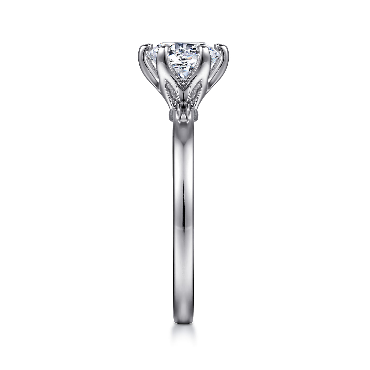 Emma - 14K White Gold 6 Prong Round Solitaire Engagement Ring - Shot 5