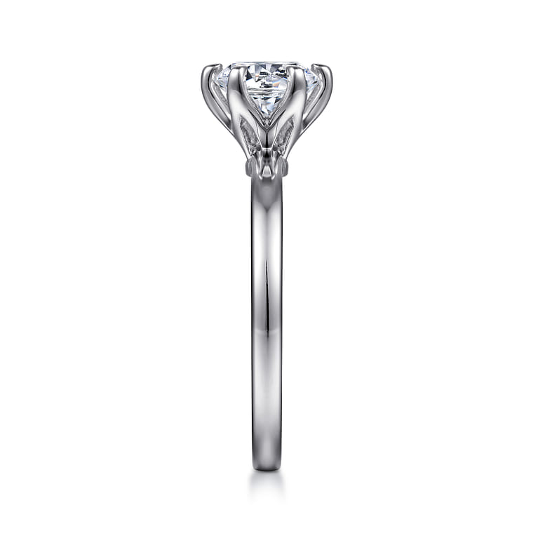 Emma - 14K White Gold 6 Prong Round Solitaire Engagement Ring - Shot 5