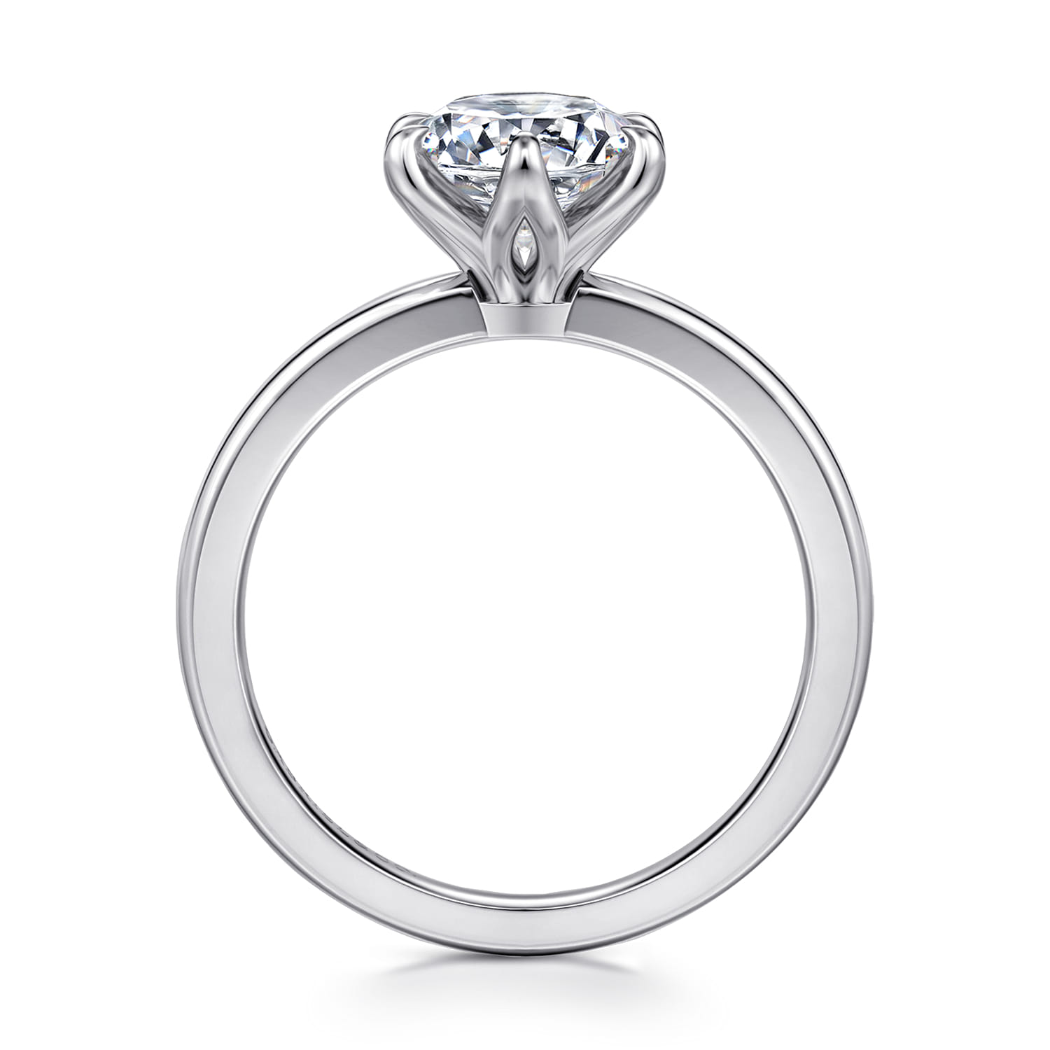 Emma - 14K White Gold 6 Prong Round Solitaire Engagement Ring - Shot 2