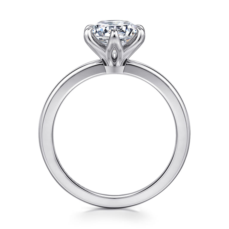 Emma - 14K White Gold 6 Prong Round Solitaire Engagement Ring - Shot 2