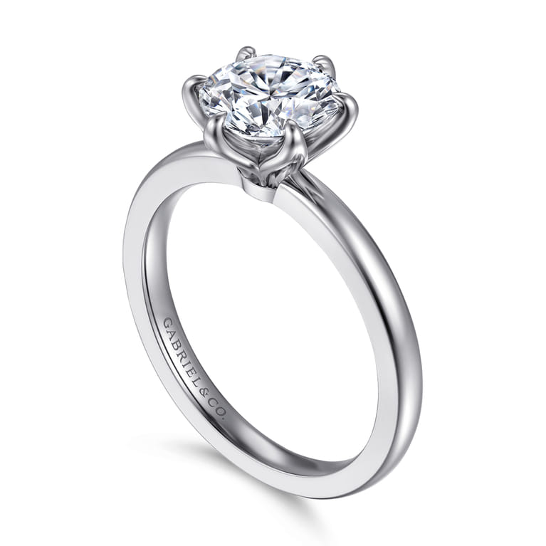 Emma - 14K White Gold 6 Prong Round Solitaire Engagement Ring - Shot 3