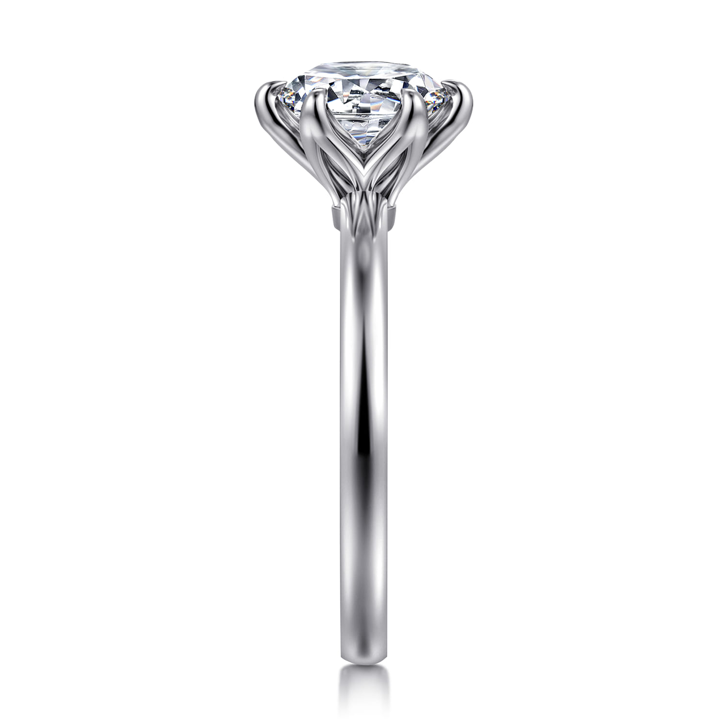 Emma - 14K White Gold 6 Prong Round Solitaire Engagement Ring - Shot 4